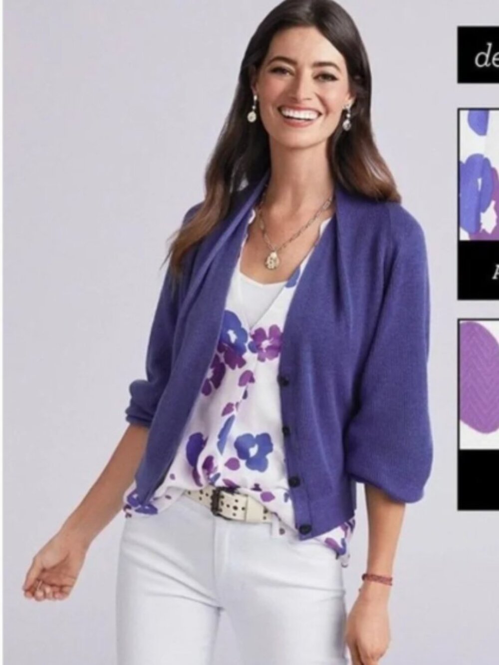 CAbi Women's‎ Floating Flowers Short Floral Ruffle Sleeve Top Size Small #5896